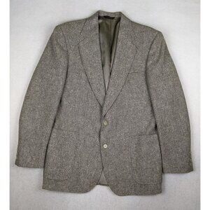 VINTAGE MEN'S BEIGE WOOL TWEED BLAZER JACKET SPORT COAT - SIZE 44L - STRATHMORE